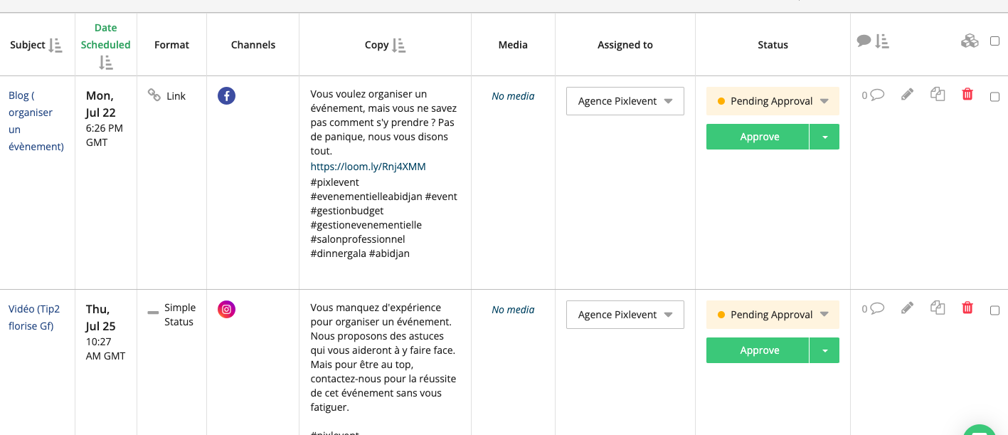 capture programmation de Contenu via loomly